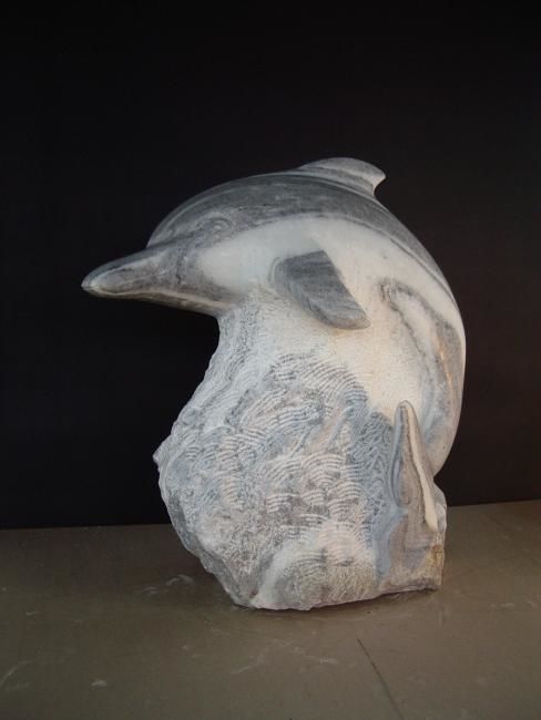 Rzeźba zatytułowany „Dauphin” autorstwa Yvon Bescond, Oryginalna praca, Kamień
