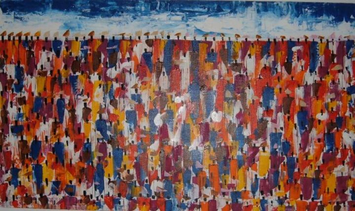 Painting titled "intense movement" by Joseph Kwaw Besoabewie, Original Artwork, Oil