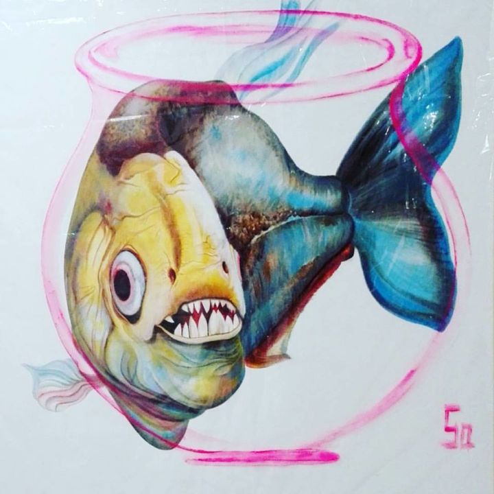 Painting titled "piranha.jpg" by Bestman Vandenbranden, Original Artwork