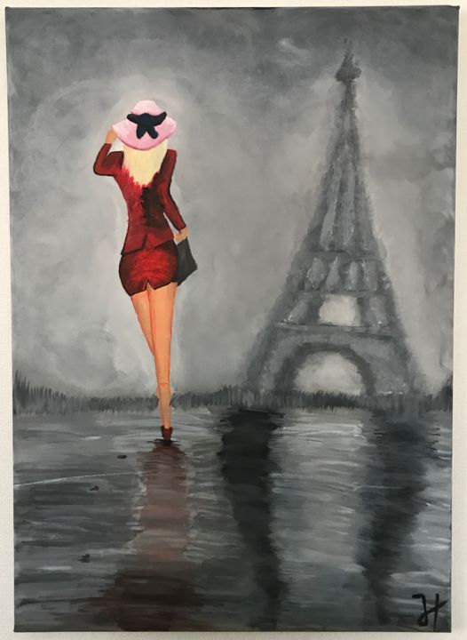 Painting titled ""Mademoiselle à Par…" by Bestofarts, Original Artwork, Acrylic