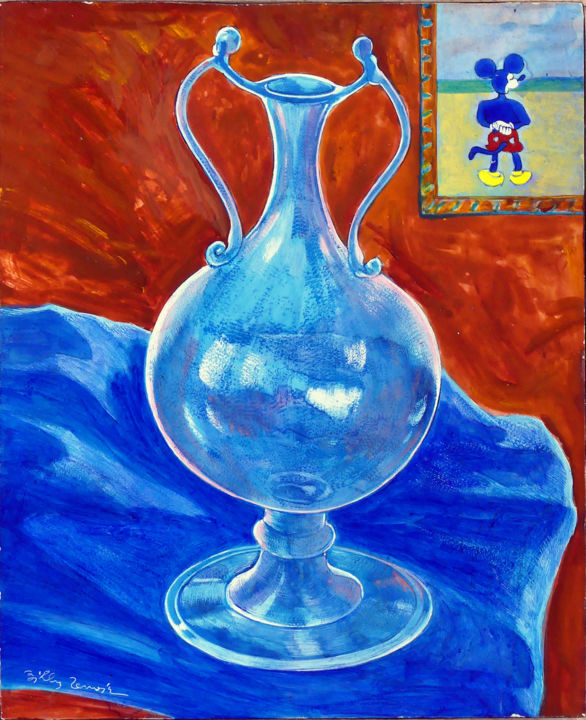 Pintura titulada "le vase avec Mickey…" por Billy Renoir, Obra de arte original, Acrílico