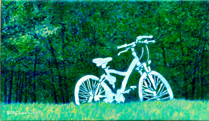 Pintura titulada "le vélo ©.jpg" por Billy Renoir, Obra de arte original, Acrílico