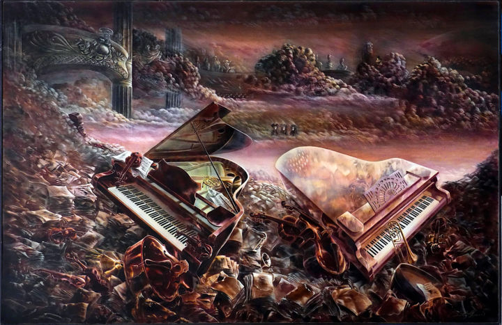 Malerei mit dem Titel "le grand concert ©" von Billy Renoir, Original-Kunstwerk, Acryl