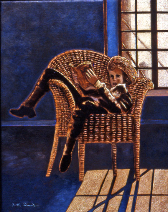 Malerei mit dem Titel "l'enfant au fauteui…" von Billy Renoir, Original-Kunstwerk, Acryl