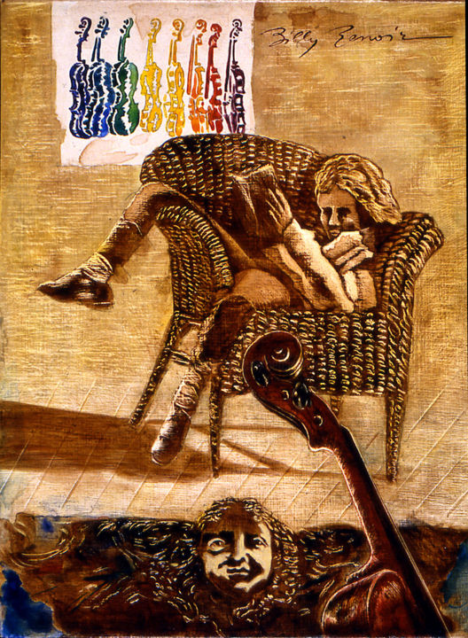 Painting titled "l'enfant au fauteui…" by Billy Renoir, Original Artwork, Acrylic