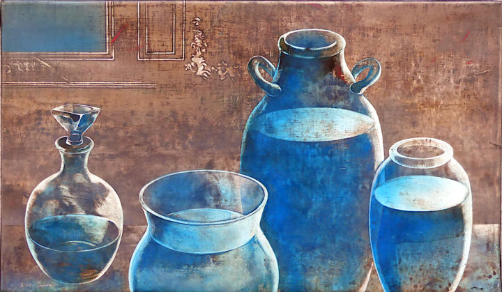 Pintura intitulada "l'eau bleue ©" por Billy Renoir, Obras de arte originais, Acrílico
