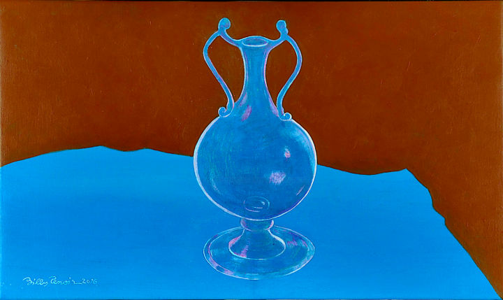 Pintura intitulada "le vase à anses ble…" por Billy Renoir, Obras de arte originais, Acrílico