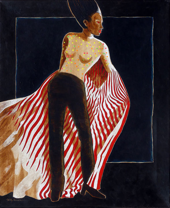 「défilé de mode ©」というタイトルの絵画 Billy Renoirによって, オリジナルのアートワーク, アクリル
