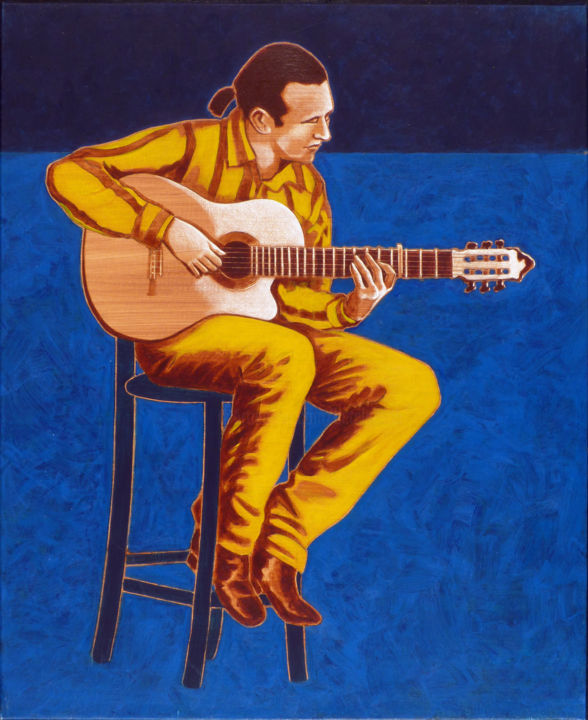 Pintura titulada "guitariste accousti…" por Billy Renoir, Obra de arte original, Acrílico