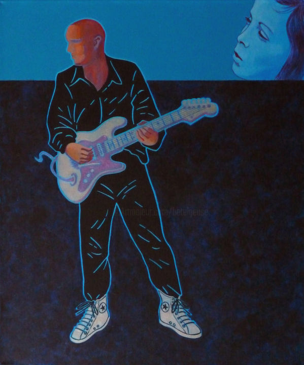 Painting titled "guitariste LGM en b…" by Billy Renoir, Original Artwork, Acrylic