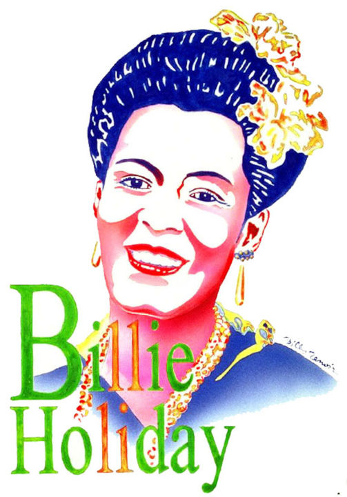 Painting titled "Billie Holiday ©" by Billy Renoir, Original Artwork, Acrylic