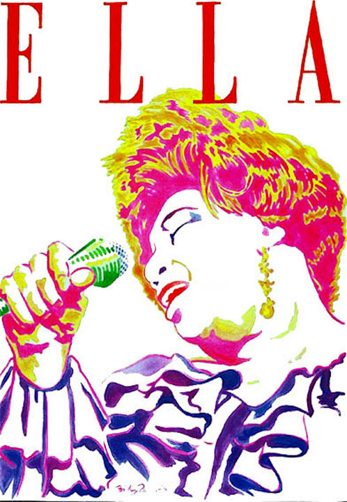 「Ella Fitzgerald ©」というタイトルの絵画 Billy Renoirによって, オリジナルのアートワーク, アクリル