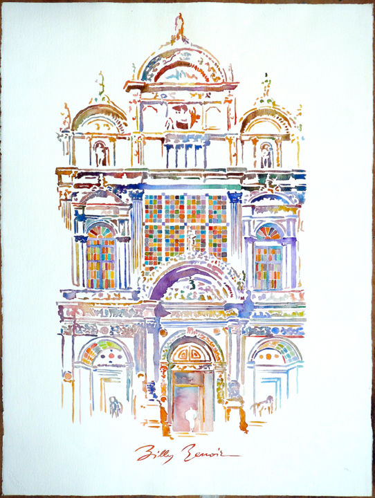 Painting titled "scuola di San Marco…" by Billy Renoir, Original Artwork, Watercolor