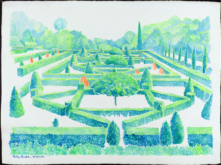 Pintura intitulada "parc de Restinclièr…" por Billy Renoir, Obras de arte originais, Aquarela
