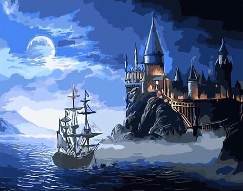 Peinture intitulée "Hogwarts" par Beth Kelni, Œuvre d'art originale, Huile