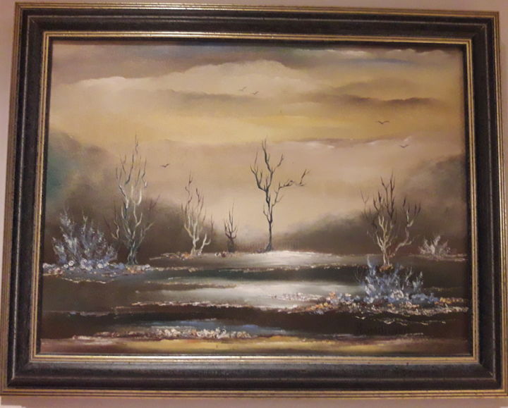 Painting titled "Crépuscule" by Chassignet, Original Artwork, Oil