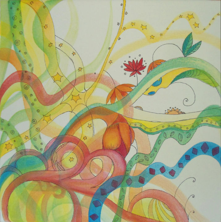 Pintura titulada "corrientes" por Betina Marker, Obra de arte original, Acrílico