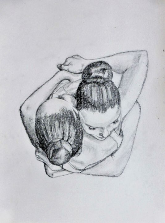 Drawing titled "Danseuses" by Betty Dovi, Original Artwork, Conté