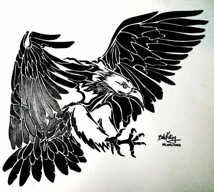 Desenho intitulada ""Águia"" por Beto Katayama Neto, Obras de arte originais, Canetac de aerossol