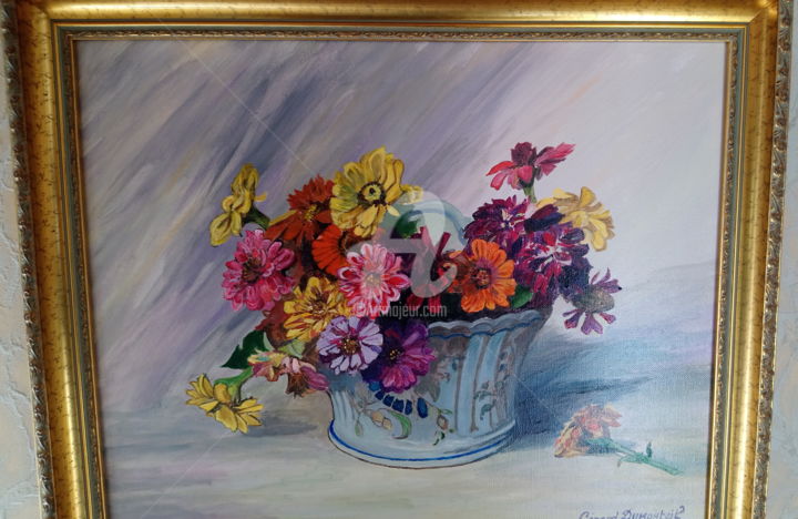 Malarstwo zatytułowany „floralies” autorstwa Gerard, Oryginalna praca, Olej Zamontowany na Inny sztywny panel