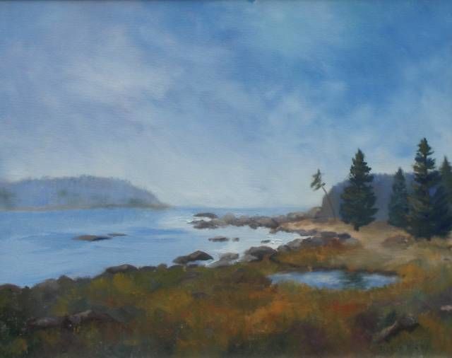 Painting titled "Along The Maine Coa…" by Betsy Rich, Original Artwork, Oil