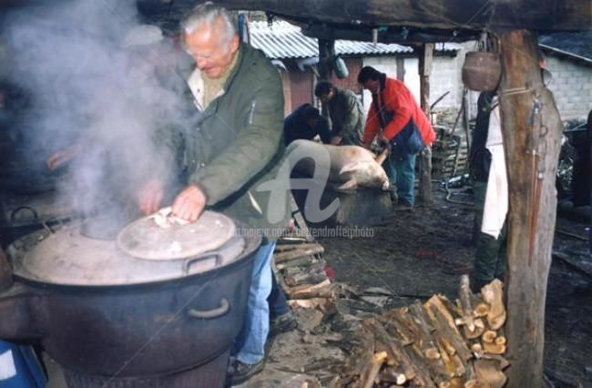 Photographie intitulée "Tuer le cochon en c…" par Michel Bettendroffer, Œuvre d'art originale