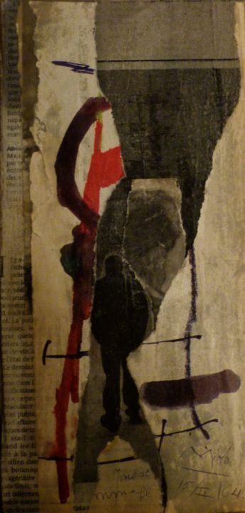 Collagen mit dem Titel "Le marin" von Bettina Louis, Original-Kunstwerk