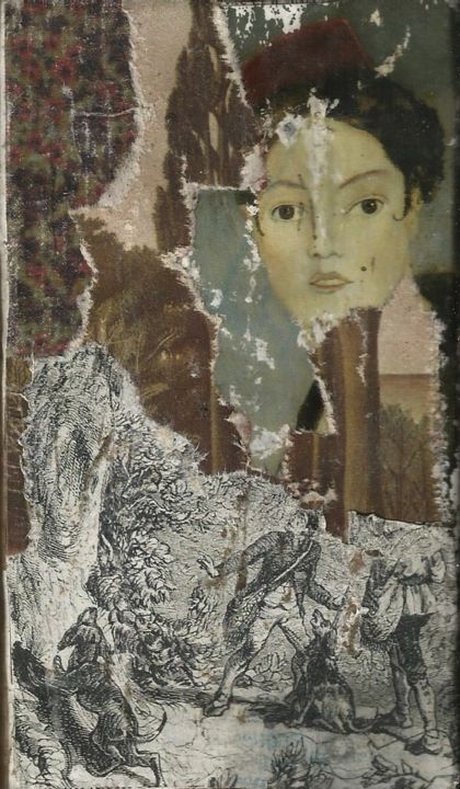 Collages titled "La dame" by Bettina Louis, Original Artwork