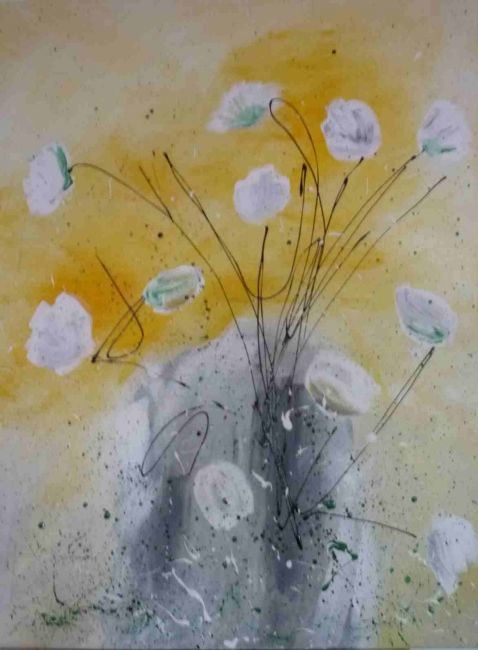 Painting titled "Blumenvase" by Bettina Pichler, Original Artwork