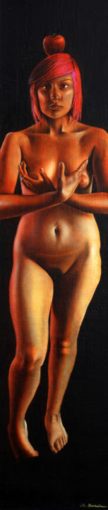 Painting titled ""Eva"" by Humberto Bedolla, Original Artwork, Oil Mounted on Wood Panel