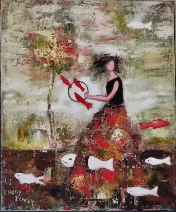 Peinture intitulée "La dresseuse de poi…" par Betty Fevrier, Œuvre d'art originale, Cire
