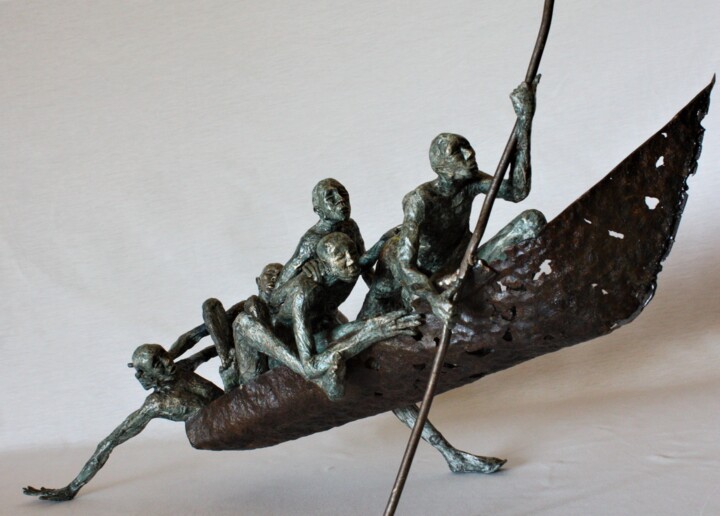 Escultura titulada "avis de gros temps" por Betty Hanns, Obra de arte original, Metales