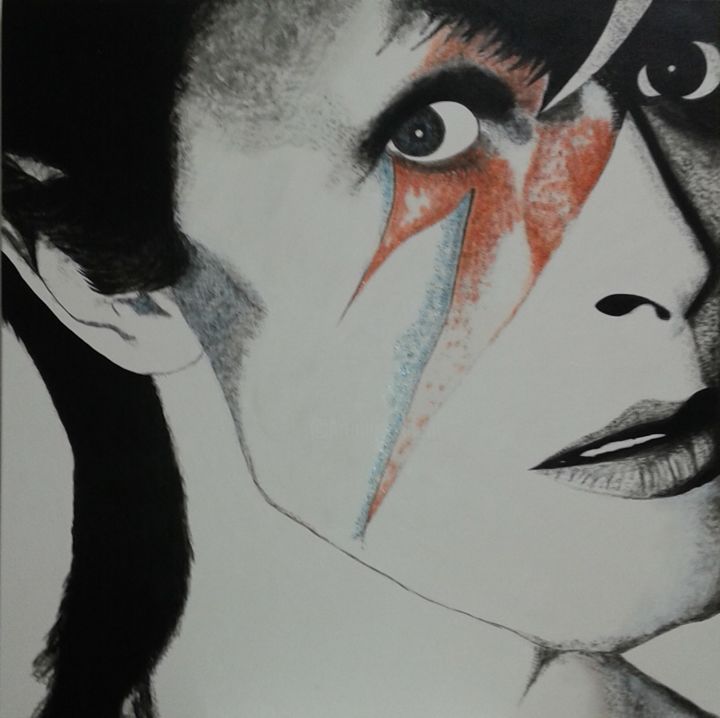 Peinture intitulée "BOWIE série Black a…" par Betty Perret, Œuvre d'art originale, Acrylique