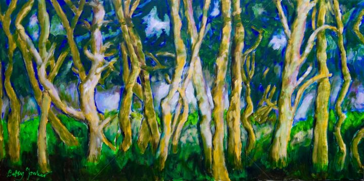 Peinture intitulée "dancing trees" par Betty Jonker, Œuvre d'art originale, Acrylique