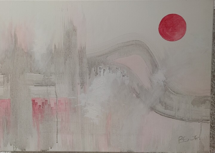 Картина под названием "Grey Alien Abstract…" - Bev Smith Martin, Подлинное произведение искусства, Акрил Установлен на Дерев…