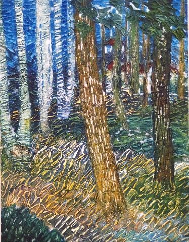 Peinture intitulée "Les Arbres n° 3 Fon…" par Abol, Œuvre d'art originale, Autre