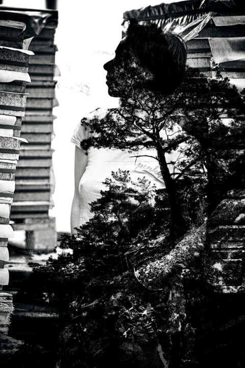 Digitale Kunst getiteld "The Tree Inside - 1" door Georgy Bezborodov, Origineel Kunstwerk, Digitale collage