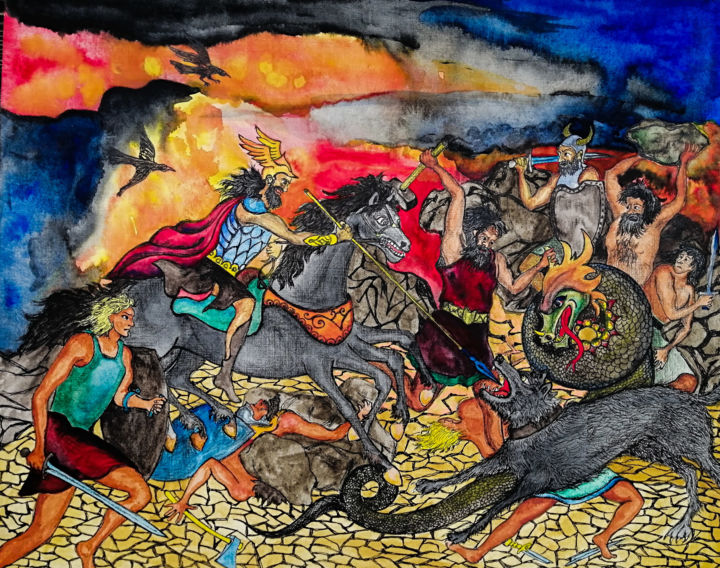 Рисунок под названием "Рагнарёк" - Елена Безрукова, Подлинное произведение искусства, Акварель