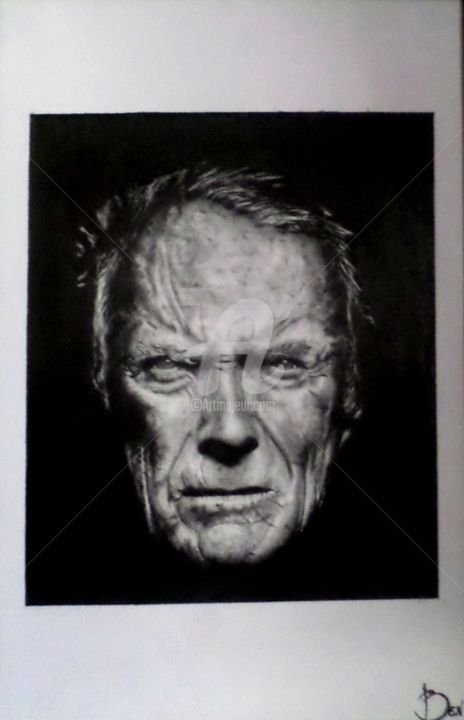 Dessin intitulée "Clint Eastwood" par Ben, Œuvre d'art originale, Crayon