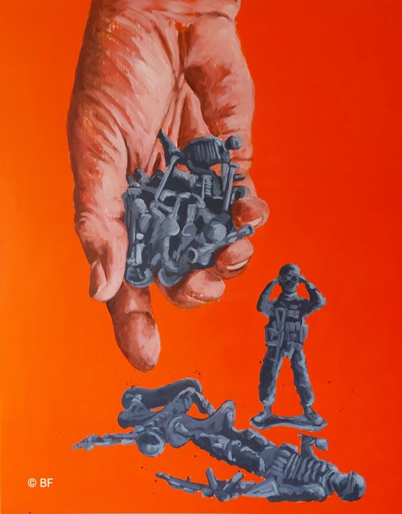 Peinture intitulée "Plastic War orange" par Bf, Œuvre d'art originale, Acrylique
