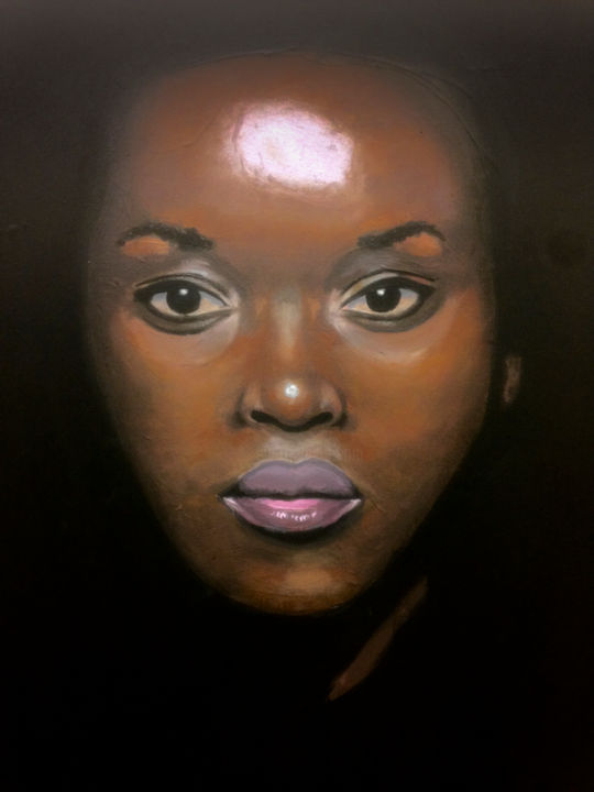 Painting titled "Portrait Femme Afri…" by Baptiste Gamus, Original Artwork, Acrylic