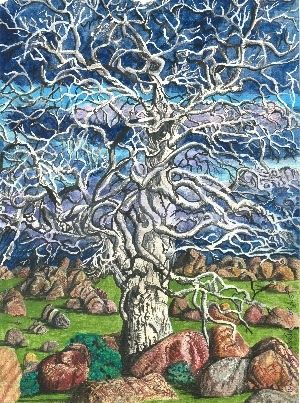 Painting titled "Naked Tree" by Bhagvati Nath, Original Artwork, Other