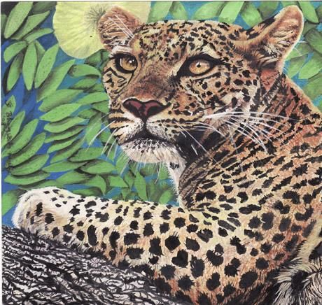 Painting titled "Portrait of a Leopa…" by Bhagvati Nath, Original Artwork, Oil
