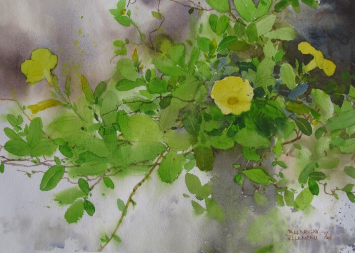 Schilderij getiteld "Spring Bloom 2" door Bhargavkumar Kulkarni, Origineel Kunstwerk, Aquarel