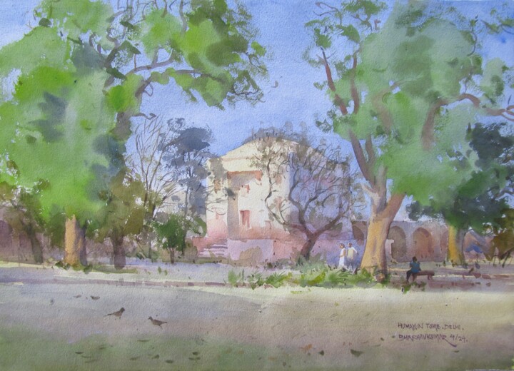 Painting titled "Gardens of Royal De…" by Bhargavkumar Kulkarni, Original Artwork, Watercolor