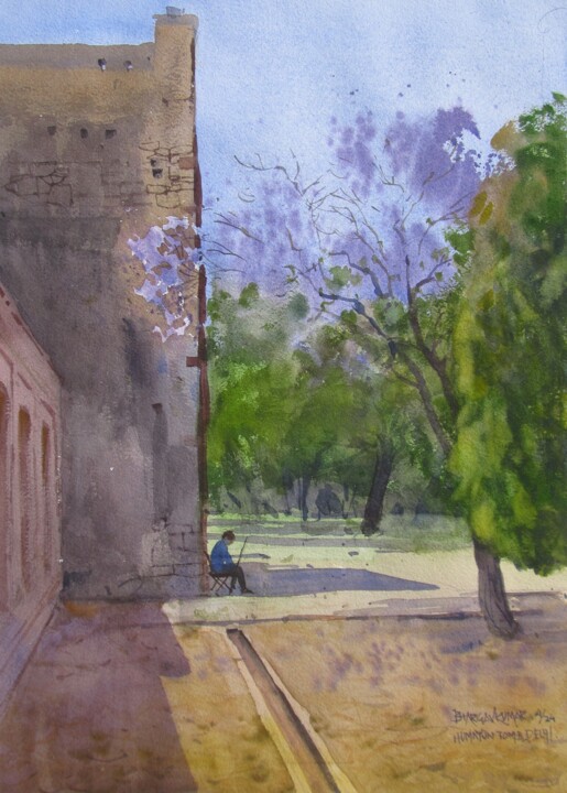 Pittura intitolato "Gardens of Delhi" da Bhargavkumar Kulkarni, Opera d'arte originale, Acquarello