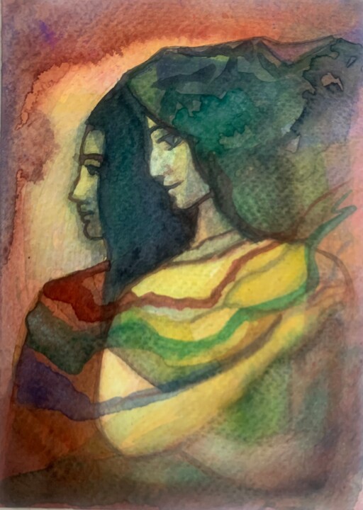 「Meanderings」というタイトルの絵画 Bharti Sharma Nautiyalによって, オリジナルのアートワーク, 水彩画