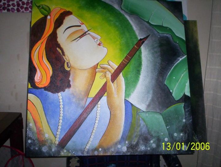 Painting titled "KRISHNA" by Bharti Sh., Original Artwork