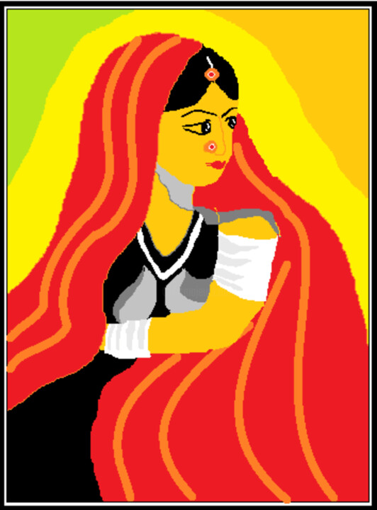 Digital Arts titled "Rajasthani Woman" by Bhaswati Bishoi, Original Artwork, Digital Painting