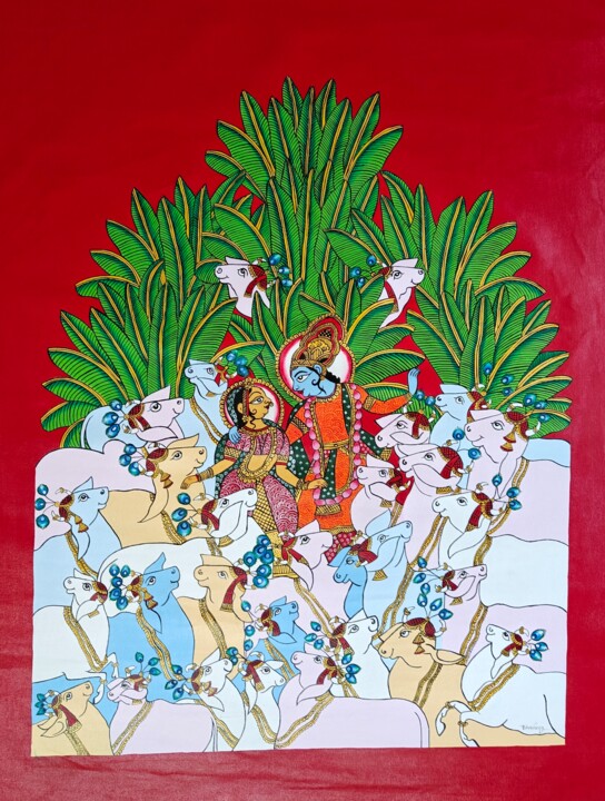 Pintura titulada "Krishna" por Bhavana Saxena, Obra de arte original, Acrílico